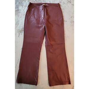 Newport News Leather Pants Women's Burgundy Sz 18 Lined 80’s 90’s Retro Funky